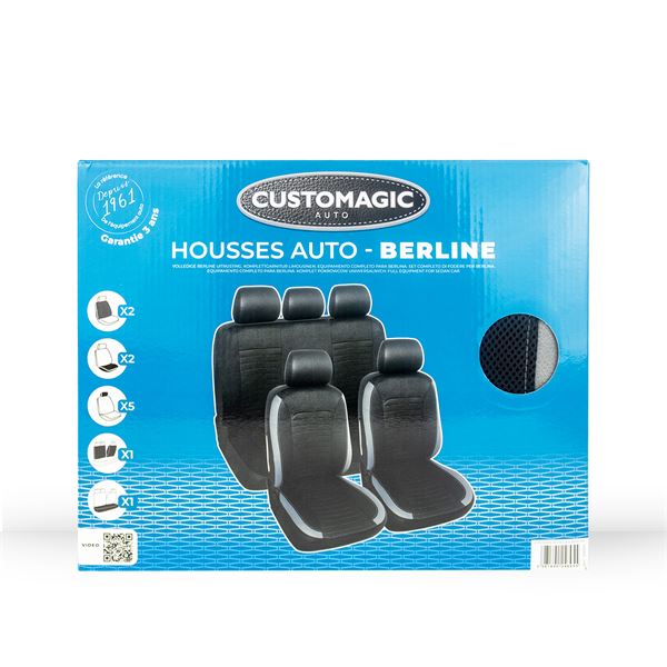 Jeu de housses de siège universelle Rhodes Noir/gris