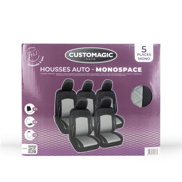 Jeu complet housses de siège universelles Corfou Monospace 5 places