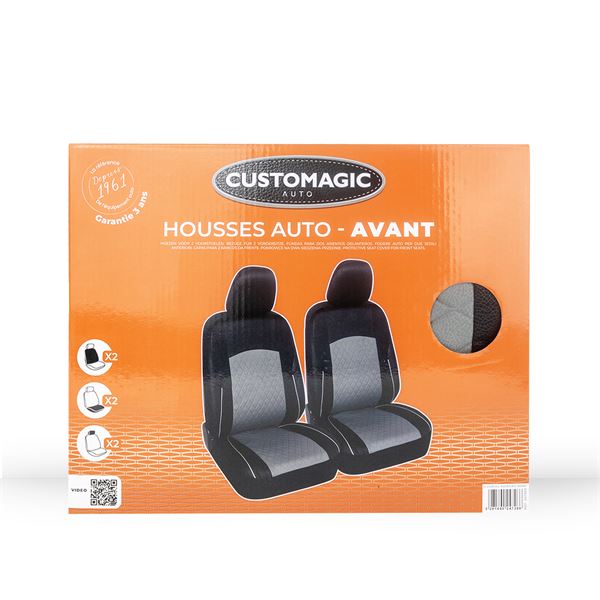 Housses de siège universelle avants Corfou noir et gris