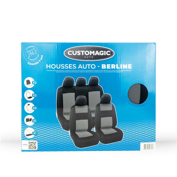 Jeu complet de housses universelles Santorini noir et gris
