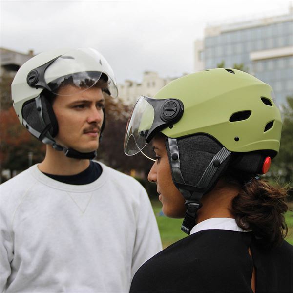 Casque H30 vision vélo, trottinette avec feu arrière LED Yeep.Me Crème - Taille S/M
