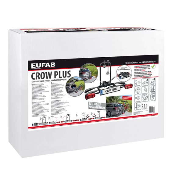 Porte-vélos attelage Eufab Crow Plus - 2 vélos