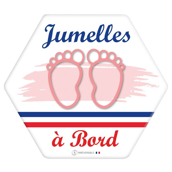 Adhésif bébé à bord Made in France - Jumelles à bord