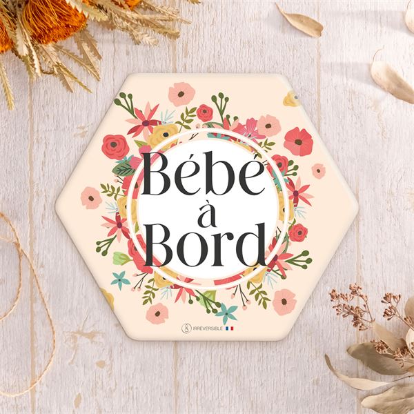 Adhésif Bébé à Bord Made in France - Fleurs