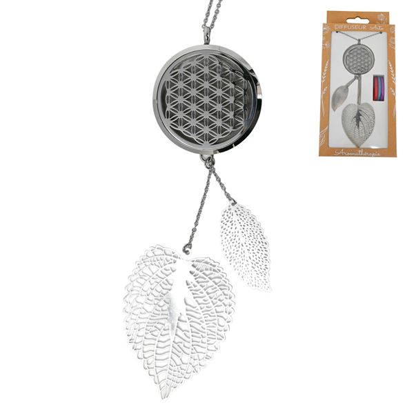 Diffuseur bijou voiture rétroviseur 4cm – Feuilles argentées