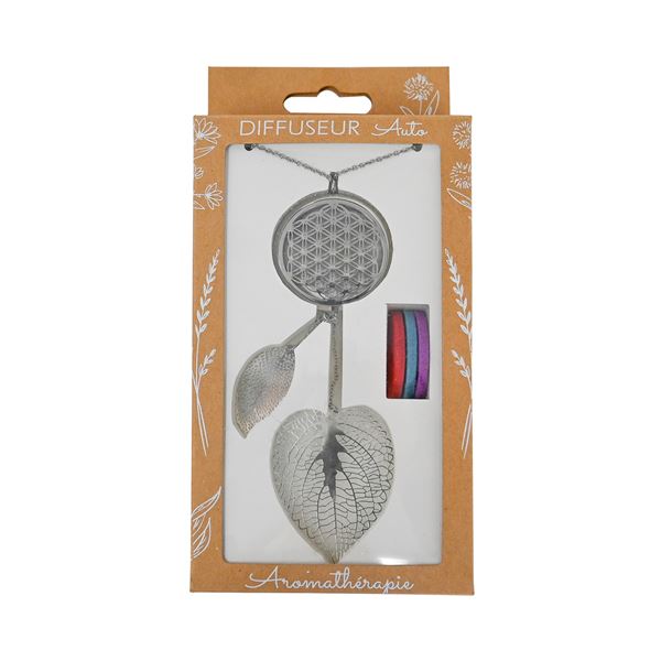 Diffuseur bijou voiture rétroviseur 4cm – Feuilles argentées