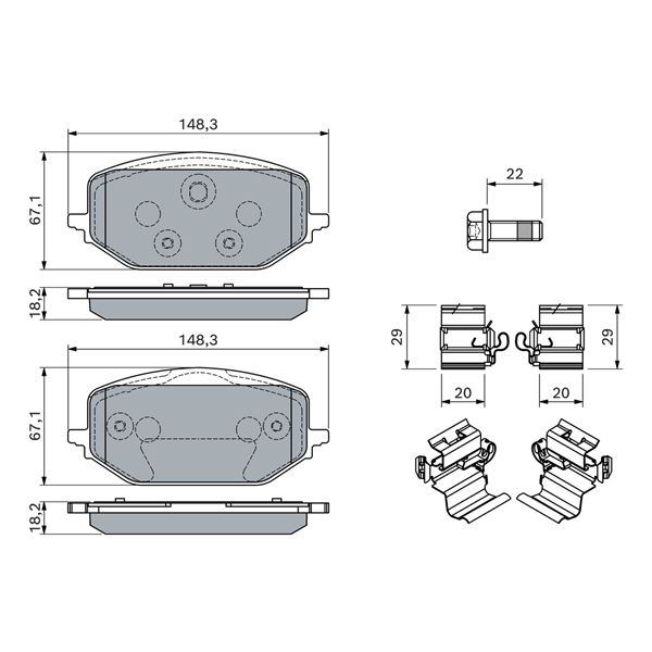 4 plaquettes de frein avant Bosch BP2863 - 0986460165