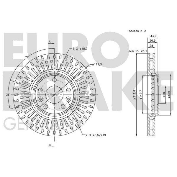 2 disques de frein avant Eurobrake 5815203969