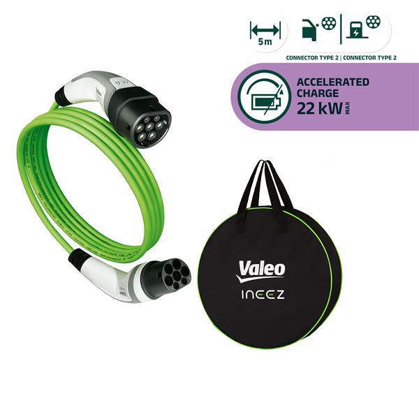 Câble de charge véhicule électrique T2/T2 - 22kW - 32A - 5m VALEO INEEZ