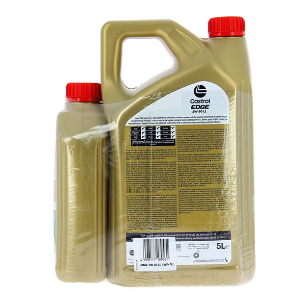 Huile moteur CASTROL EDGE LL 5W30 C3 Essence/Diesel 5+1L