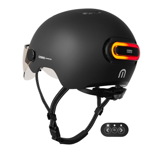 Casque vélo, trottinette avec feu d'éclairage Fusion Noir Cosmo Connected