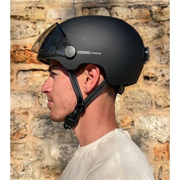 Casque vélo, trottinette avec feu d'éclairage Fusion Noir Cosmo Connected