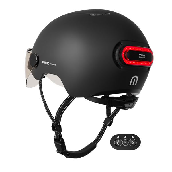 Casque vélo, trottinette avec feu d'éclairage Fusion Noir Cosmo Connected