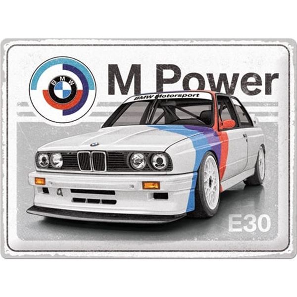 Enseigne en métal 30 x 40cm BMW Motorsport - M Power E30
