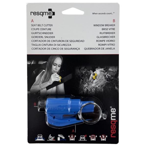 Porte-clés brise-vitre et coupe-ceinture Resqme Bleu