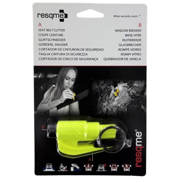 Porte-clés brise-vitre et coupe-ceinture Resqme Jaune