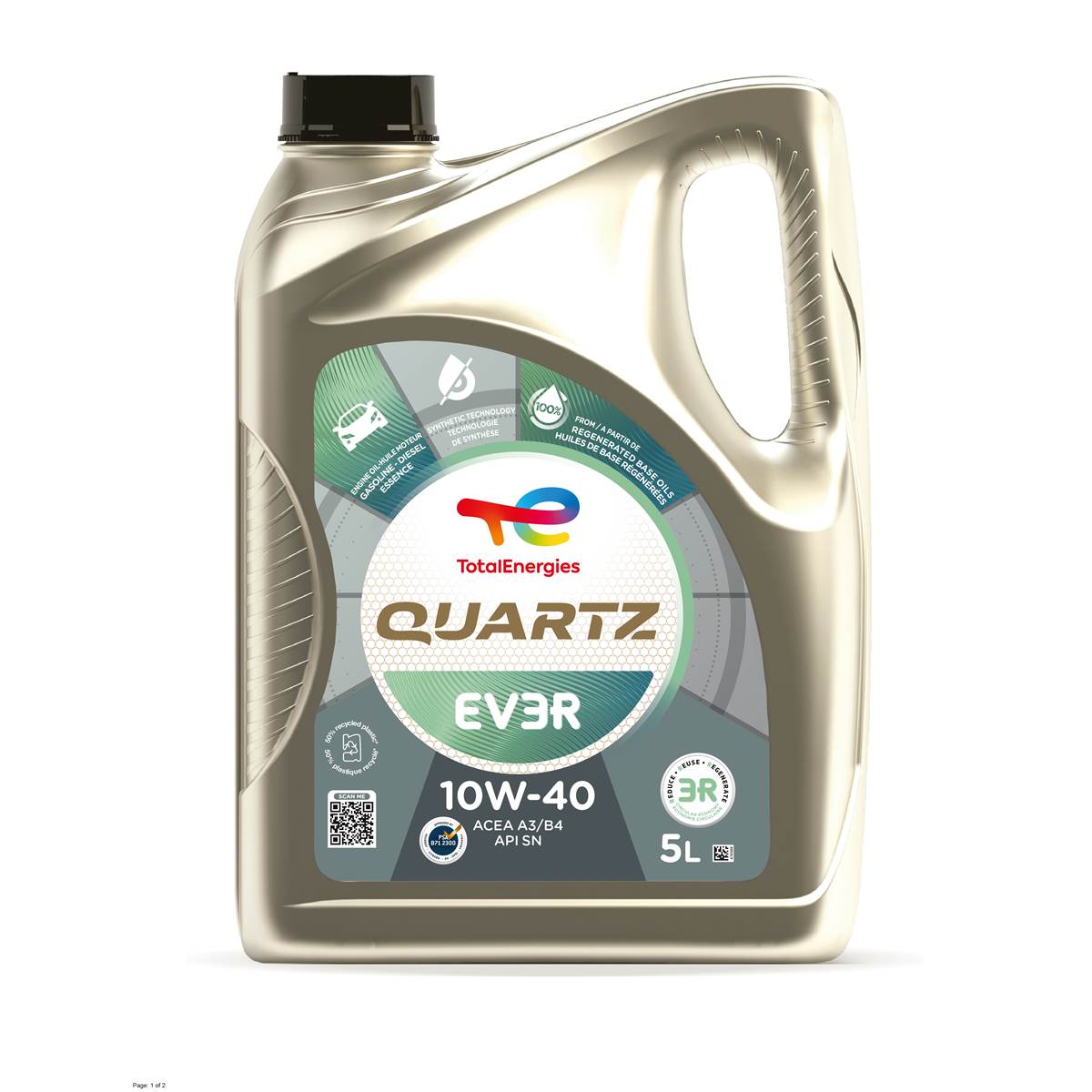 Huile Moteur Total Quartz Ev3r 10w40 A3/b4 5l