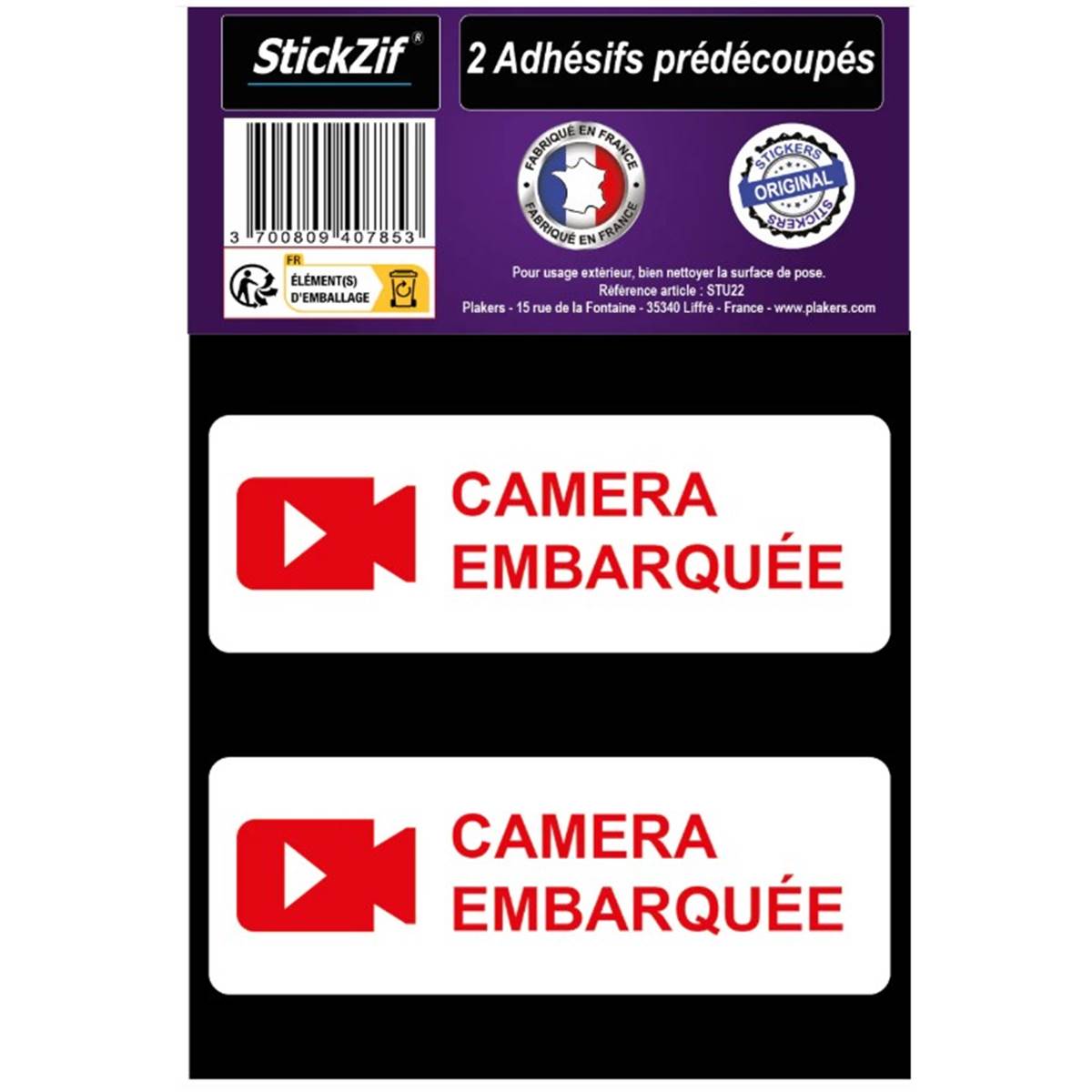 Autocollant "caméra Embarquée" X2 Stickzif