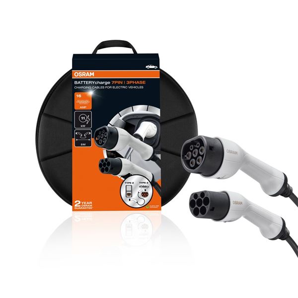 Câble de charge véhicule électrique T2/T2 16A triphasé OSRAM