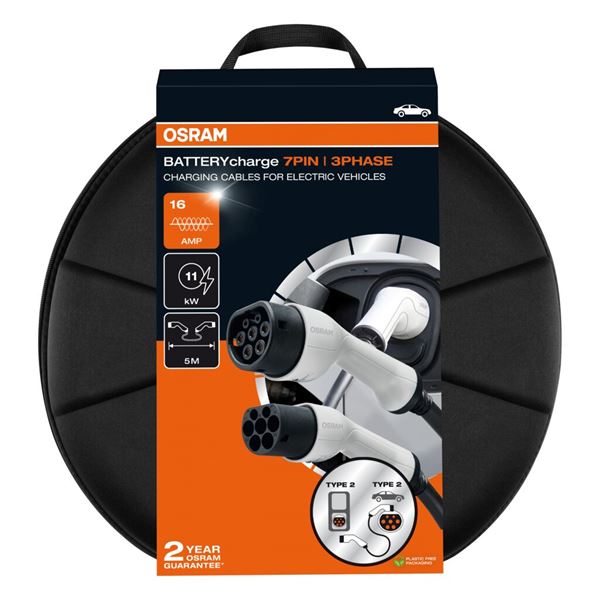 Câble de charge véhicule électrique T2/T2 16A triphasé OSRAM