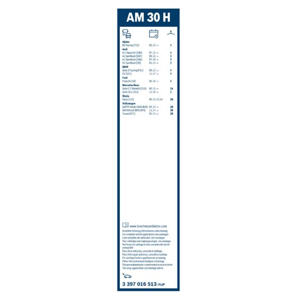 1 balai d'essuie-glace plat Bosch AM30H