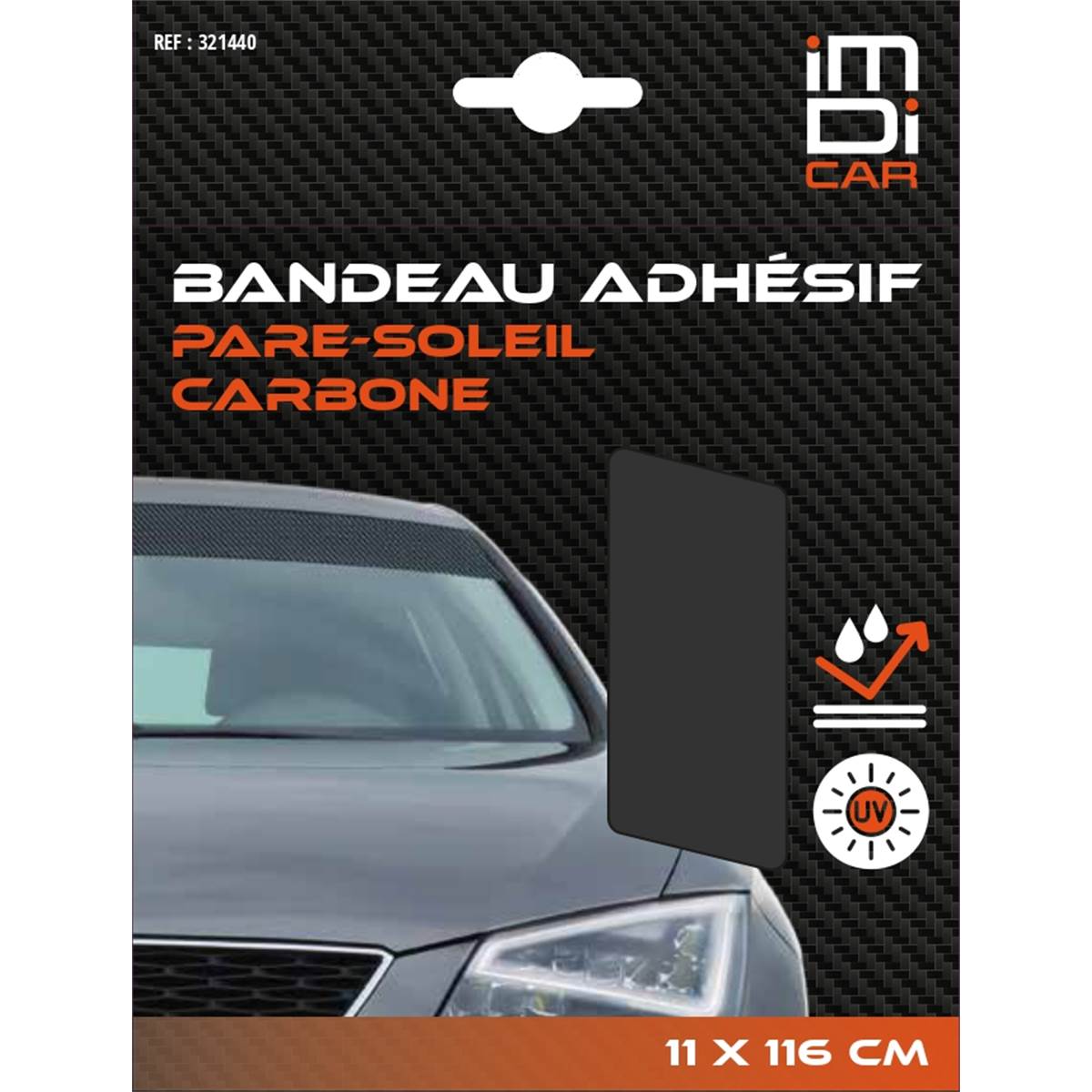 Bandeau Solaire Pare Brise Adhésif 11 X 116 Cm