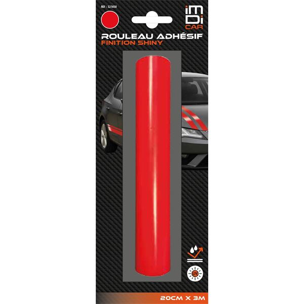 Rouleau adhésif décoratif rouge 20 cm x 3 m