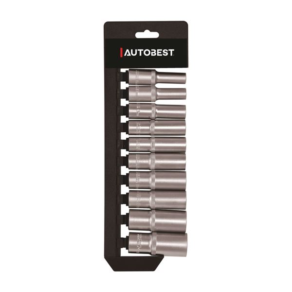 Jeu de 10 douilles longues 6 pans carré 1/2 Autobest
