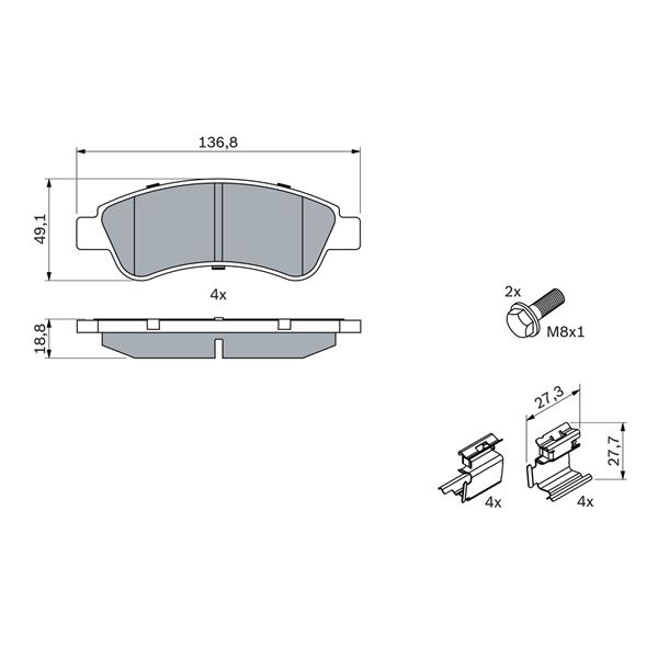 4 plaquettes de frein avant Bosch BP2687