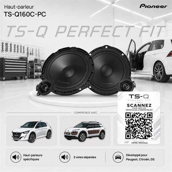 Haut-parleurs TS-Q160C-PC Pioneer pour PEUGEOT, CITROËN, DS, OPEL