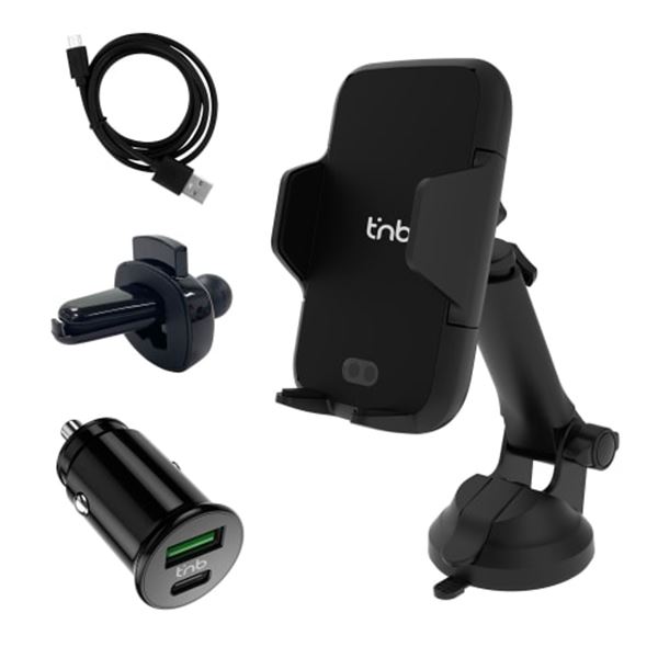 Pack support motorisé 3 en 1 avec chargeur allume-cigare et câble USB-C