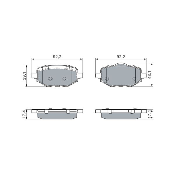 4 plaquettes de frein arrière Bosch BP2881 - 0986460183