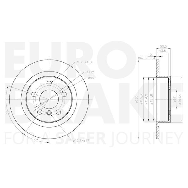 2 disques de frein avant Eurobrake 58153115119