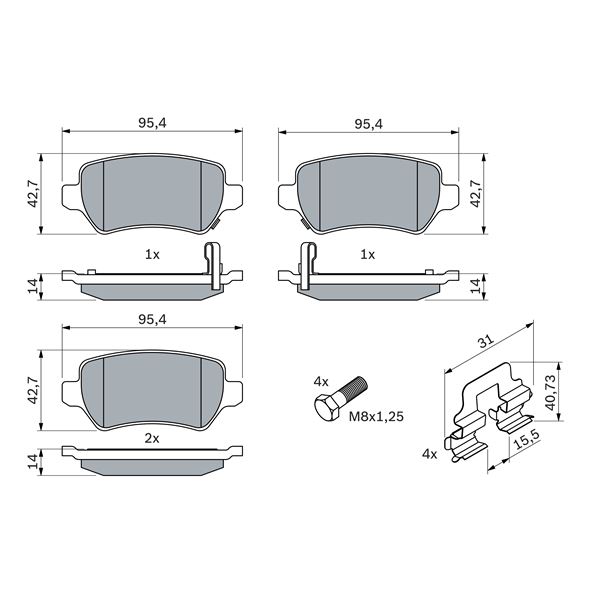 4 plaquettes de frein avant Bosch BP2688 - 0986494654