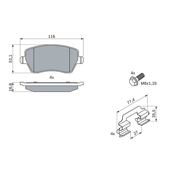 4 plaquettes de frein avant Bosch BP936 - 0986494592