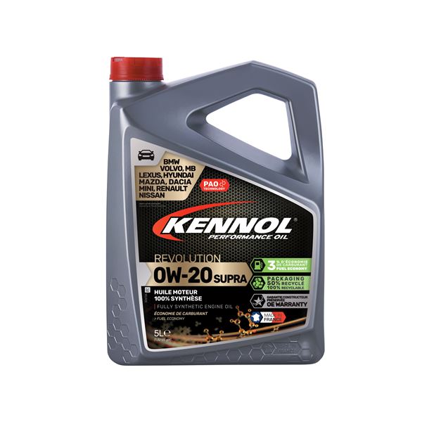 Huile moteur KENNOL Revolution Supra 0W20 C5/C6 Essence/Diesel 5L