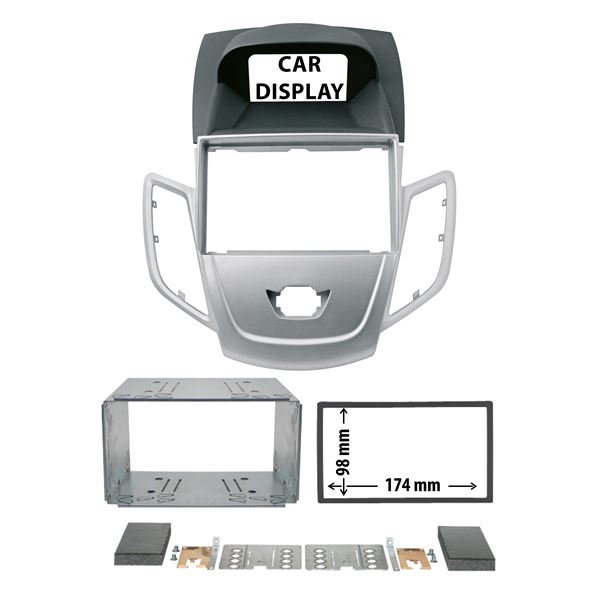 Cache autoradio argent Ford Fiesta 2008 à 2019