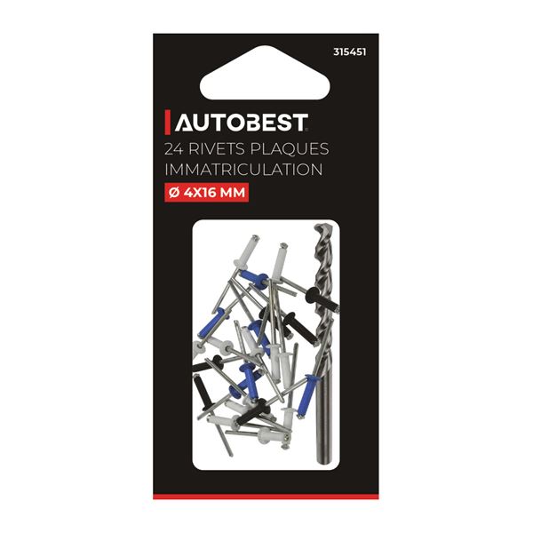 Rivets 24 pcs plaque d'immatriculation Autobest