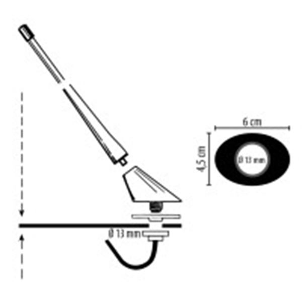 Antenne 33 cm AM/FM pour toit arrière Phonocar