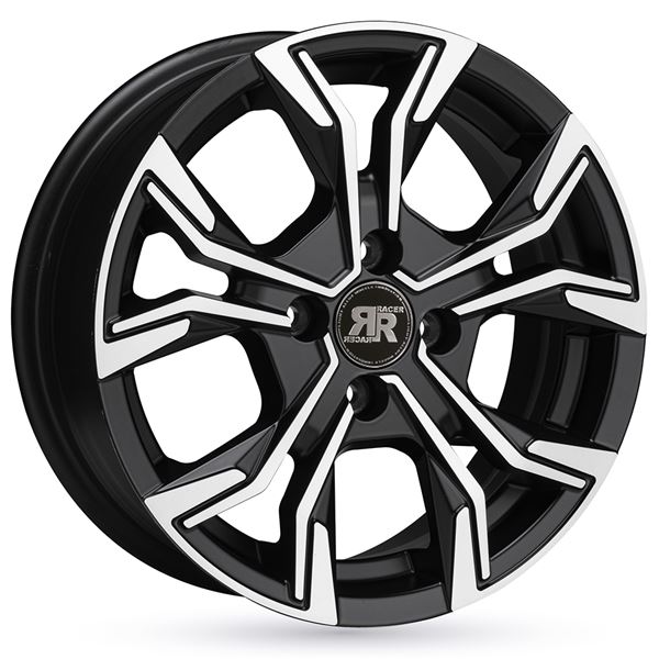 Jante aluminium Racer 15 pouces Noir Brillant Face Polie