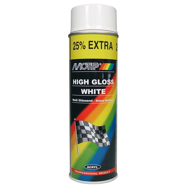 Aérosol peinture carrosserie sèchage rapide blanc brillant MOTIP 500 ml