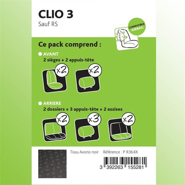 Housses de siège prémium pour Clio 3