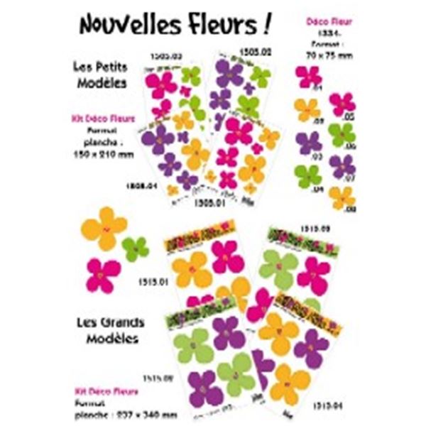 8 Autocollants pour voiture Cadox kit déco Fleurs rose / jaune