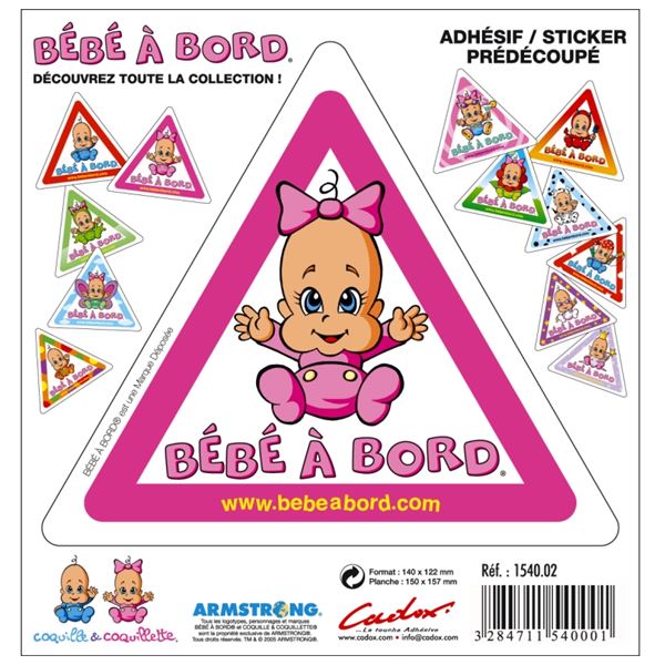 Adhésif Bébé à Bord F rose