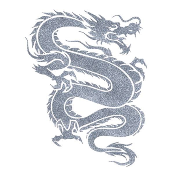 Autocollant voiture tatouage dragon argent Cadox