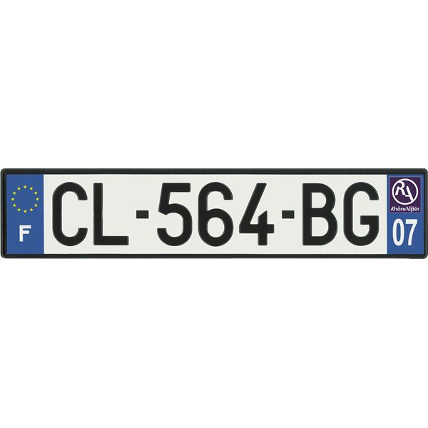 Plaque immatriculation alu basic 520 x 110 mm département 07