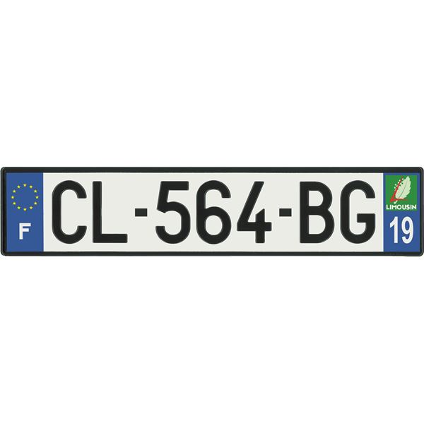 Plaque immatriculation alu basic 520 x 110 mm département 19