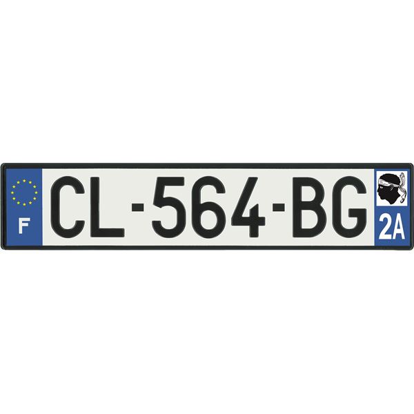 Plaque immatriculation alu basic 520 x 110 mm département 20