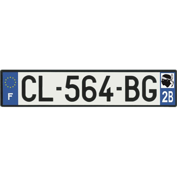 Plaque immatriculation alu basic 520 x 110 mm département 20