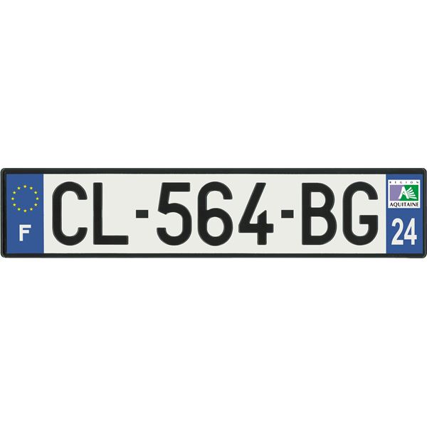 Plaque immatriculation alu basic 520 x 110 mm département 24